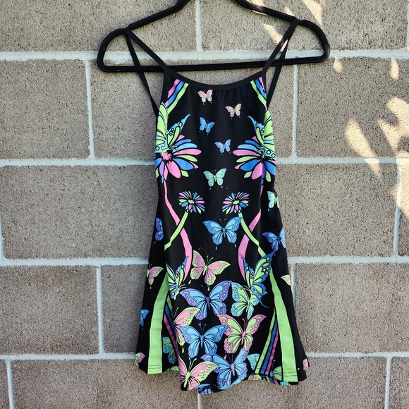 Club Exx Dresses & Skirts - y2k vibe neon butterfly rave halter neck mini dress